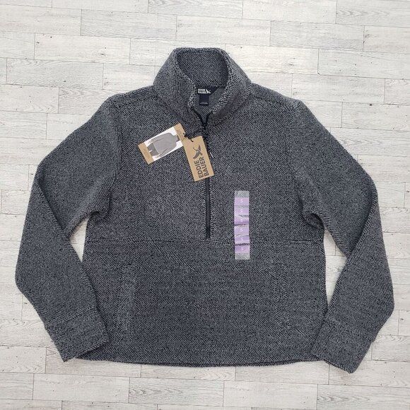 Eddie Bauer Quarter Zip Fleece Pockets Outdoor Cozy Gray Black Womens S NWT - Picture 6 of 13